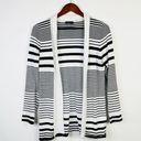 Cyrus ‎ Black & White Striped Open Front Cardigan Sweater Photo 0