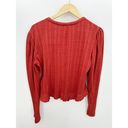 Pilcro Rust Red Button Down Ribbed Long Sleeve Shirt Puff Sleeve Womens Large Photo 1