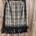 Lafayette 148  New York 2 Black White Tweed Pencil Ruffle Matrix Skirt XS Beaded Photo 0