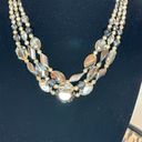 Onyx Multi Strand Necklace Silver Chain clear, topaz and  colored discs Photo 2