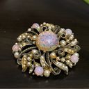 Vintage Lisner Pink Fire Opal Iridescent Confetti Swirl Brooch Photo 3