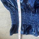 Ramy Brook  Blue Shimmer Velvet Blouse Photo 8