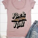 Rock’n Roll Rock N Roll Thunder Bolt Leopard Print Scoop Neck Tee Shirt Blush Pink  Small Photo 0