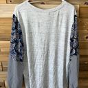 Style & Co Grey Patterned Sleeve Top Photo 3