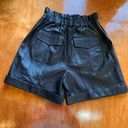 Frame Gathered Paperbag High Rise Lamb Leather Shorts Photo 5