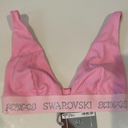 SKIMS  x Swarovski Cotton Rib Plunge Crystal Bralette Bubble Gum Pink Small NEW Photo 2