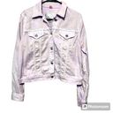 Michael Kors  Denim Jacket Jean Stretch Women's Sz Large Light Pink Gold buttons Photo 0