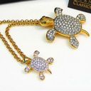 Joan Rivers  TURTLE + BABY TURTLE PAVE CRYSTAL PINS Brooch Gold Plate Rhinestones Photo 0