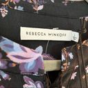 Rebecca Minkoff  Blouse Maggie Top Button Front & Neckties Sz L NWT Floral Black Photo 5