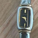 Seiko  Ladies Watch Vintage Two Tone Bracelet Black Dial Curve Crystal Gold Hands Photo 0
