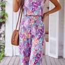 Floral Print Jumpsuit Purple Size XL Photo 0