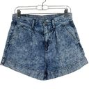 American Eagle  Sz 4 Women's Blue Acid Wash High Rise Mom Jean Shorts 90's Photo 0