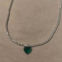 Green Heart Pendant Rhinestone Necklace Photo 4