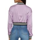 Daisy Purple Cropped Varsity Jacket Size Medium NWT Photo 1