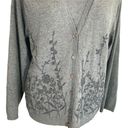Vintage Alfred Dunner Cardigan Sweater Two In One Layered Gray Floral Appliqué Size L Photo 3