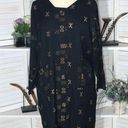 Nubian Queen vintage Y2K boho ethnic black golden kaftan saree dress Sz 2X Photo 0