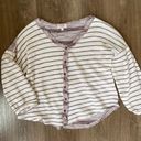 Umgee cardigan sweater maroon striped balloon sleeves short length Women’s sz L Photo 8