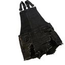 EXPRESS  Black Distressed Denim Overall  Shorts, Sz 4 Photo 5