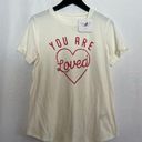 Isabel Maternity NWT  Short Sleeve "You are Loved" Graphic Tee Cream & Red large Photo 2