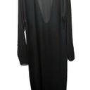 Good American  Black Sheer Long Sleeve Plunging Neckline Maxi Coverup Size 3XL. Photo 3