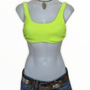 PilyQ  Swim Bralette Neon Yellow Bikini Top MEDIUM Ring Side Sporty Modest NEW Photo 2