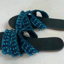 Rothy's - Triple Band Teal Blue Fringe Sandals Summer Vacation Resort Boho Photo 3