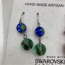 Swavorski Handmade Artisan Glass Floral Pierced Earrings with Swarovski Elements- Set of 2 Photo 2