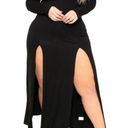Curvy Sense Eliana Square Neck 2 Front Slits Dress Black. Size 1X Photo 0