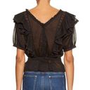 Isabel Marant 💕 ETOILE💕 Black Ruffled Nathan Blouse ~ 100% Cotton Black 34 EU Photo 9