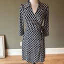 Laundry by Shelli Segal Laundry Shelly Segal Black White Wrap Dress Collared Belted Silky Womens XS Photo 11