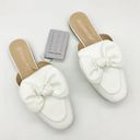 Revolve NWT Samilor White Bow Mule Sandal Flats Size 7 Bridal Round Toe Comfort Photo 0