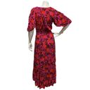 Abel the label  Dress Small High Low Maxi Purple Red Floral Short Sleeve Swing Photo 3