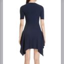 Opening Ceremony Eclipse Delta Marine Navy Short Sleeve Rib Knit Handkerchief Hem Dress $375 EUC S Photo 14