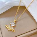 18K Gold Plated Flower Planet Light Luxury Temperament Gorgeous Full Diamond Necklace Multi Photo 2