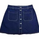 Popsugar Denim Skirt Size 14 Blue Jean Button Front Dark Wash Photo 1