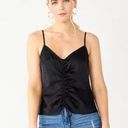 Nine West  Ruched Center Satin Tank black Size Small Photo 0