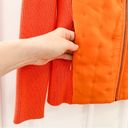 J. McLaughlin  Silk Quilted Front Full Zip Ribbed Sweater Jacket sz Medium Orange Photo 2