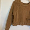 Fossil  Women’s Tan Long Sleeve 100% Cotton Chunky Crewneck Cropped Sweater Small Photo 5