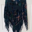 Coldwater Creek 💜Sheer Silk, Black Velvet Burnout Poncho,Beading & Tassels. OSFM💜 Photo 1