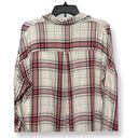 Lou & grey Womens Hi Lo Top Beige Red Plaid Long Sleeve Button Cuff XS Photo 4