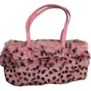 Wilson’s Leather Vtg Y2K Wilsons Leather Pink Leopard Print Rabbit Fur Baguette Shoulder Bag Photo 1