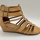 Nature Breeze  Sandal Womens 8 Tan Open Toe Strappy Gladiator Sandal Wedge NEW Photo 2