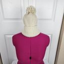 Handmade Crochet  Chunky Ribbed Beanie  Cream Pompom Warm Hat Cap Photo 1