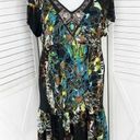 Tiana B Abstract Floral Beaded Neck Ruffle Hem Shift Dress Brown Multi 14 Photo 0