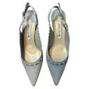 Manolo Blahnik  Heels Gray Scalloped Suede Kitten Slingback Pump Shoes EU 41 1/2 Photo 2