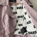 Guess pastel purple bomber motorcycle biker leather jacket Photo 4