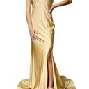 Jessica Angel  510 Cross Back V-Neck High Leg Slit Gown Toffee Size Medium NWT Photo 2