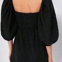 Tuckernuck  Womens Black Linen Annie Smocked Puff Sleeve Mini Dress Size XS Photo 1