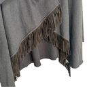 Majestic  Filatures Merino Wool Leather Fringe Tassel Open Front Cardigan Pockets Photo 2