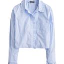 J.Crew  Ruffle Trim Button Up Shirt in Cotton Poplin Light Blue Size Small NWT Photo 0